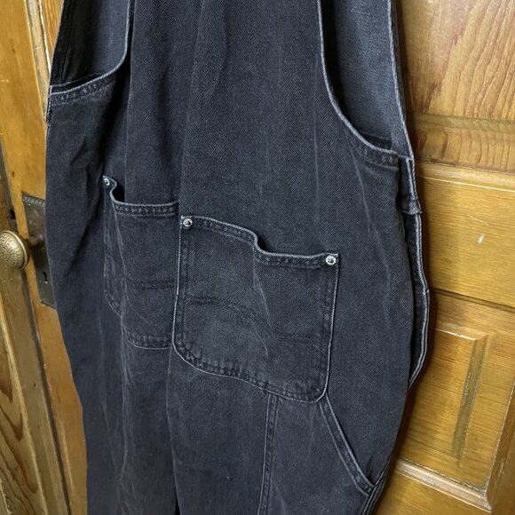 Old Navy Women's Overalls Black 14 Side Button Down Full Length Straight Leg - Picture 7 of 8